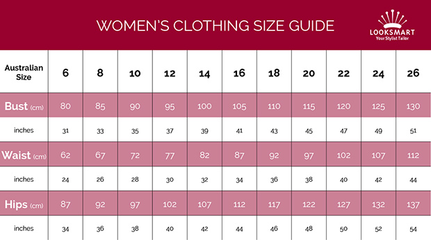 Standard Size Chart. You can order in Customised Sizes too.
